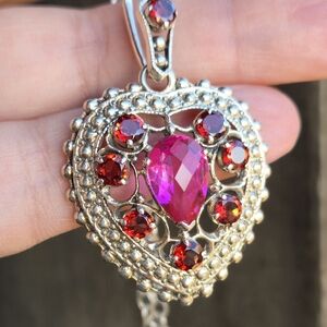 Nicky Butler 925 Sterling Silver Designer Pink Quartz Mozambique Garnet Necklace